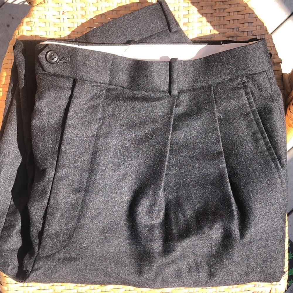 Gerald Austin Black Cuffed Pleated Wool Slacks